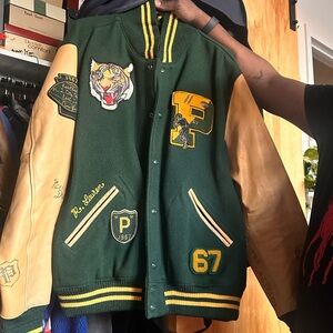 Polo Ralph Lauren P Wing Tiger Letterman Varsity Leather Jacket RRL 1992 Stadium